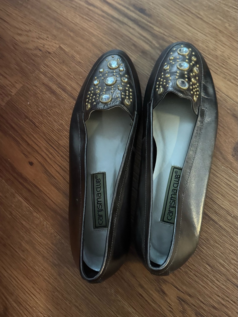 Carysma pewter Embellished Slip-On Flats